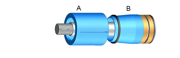 Poussoir fendu (A) et bague de montage (B) - Joint de piston