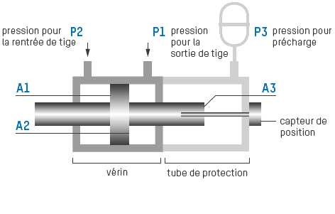 Vérins hydrauliques avec tube de protection de pression