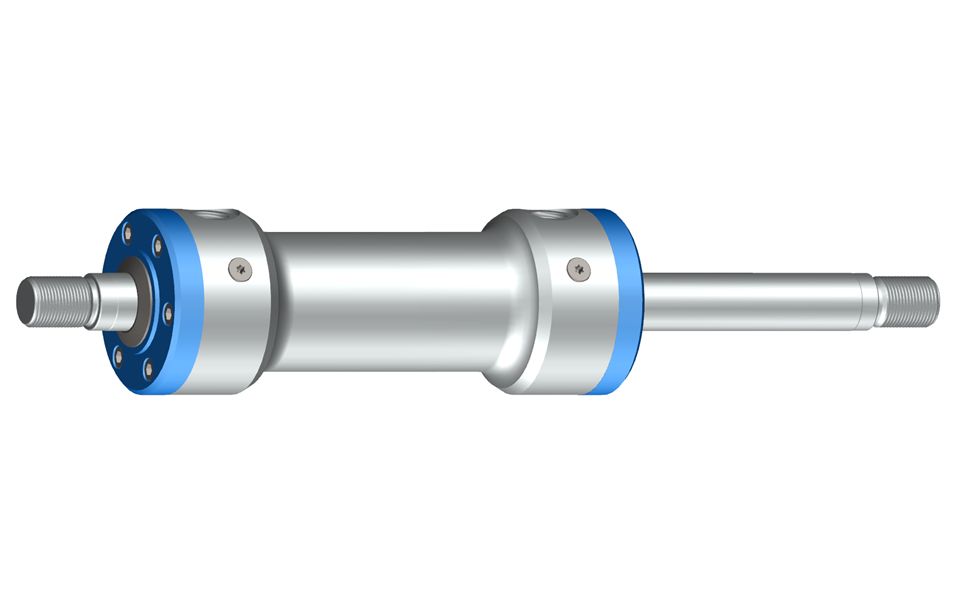 Vérin double tige avec fixation de base