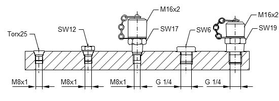 Les vérins Hänchen sont équipés de raccords à filetage de tuyauterie selon ISO 228 Partie 1 sur les deux côtés pour l'alimentation en pression.