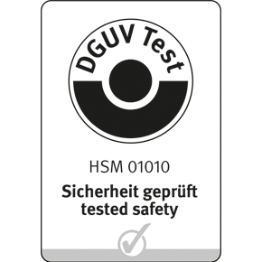 Pour une utilisation sur des presses hydrauliques et sur des machines de moulage par injection, la Ratio-Clamp® dispose d'un certificat du DGUV Test.